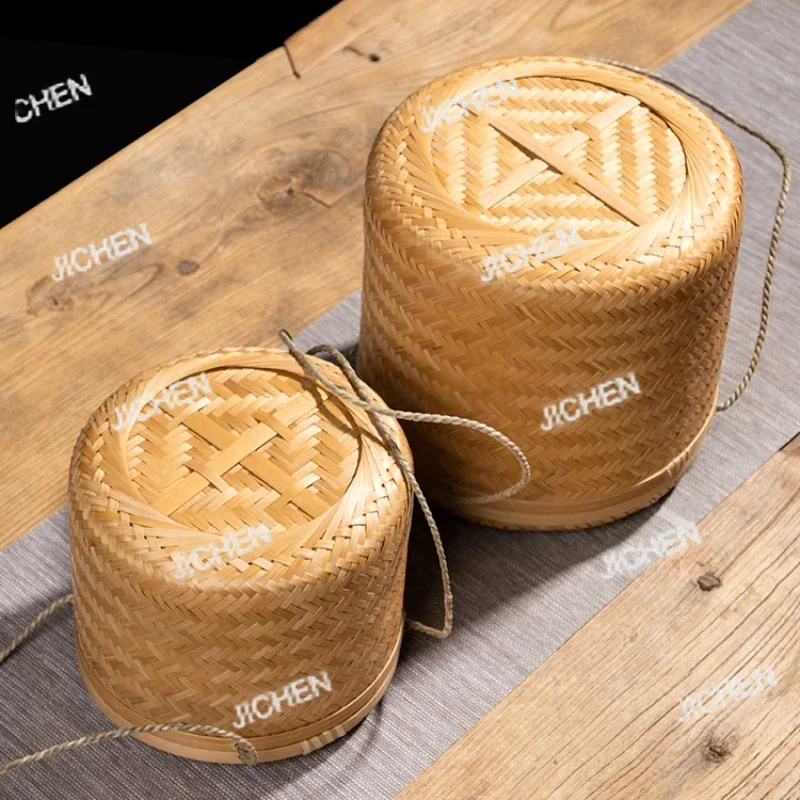 

Bamboo Tea Basket for Tea Leaves, Pu-erh Tea Cake Holder, Storage Box for Ceremony, Bamboo Packaging Bin