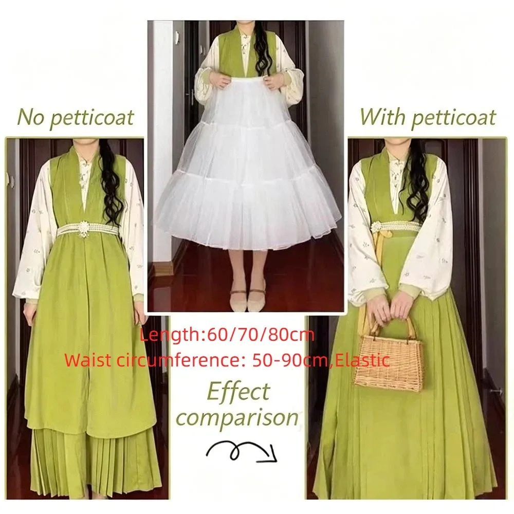 Fashion Lolita Petticoat White Without Hoop Underskirt Crinoline Breathable Cosplay Ball Gown Petticoats Party Dress image 4