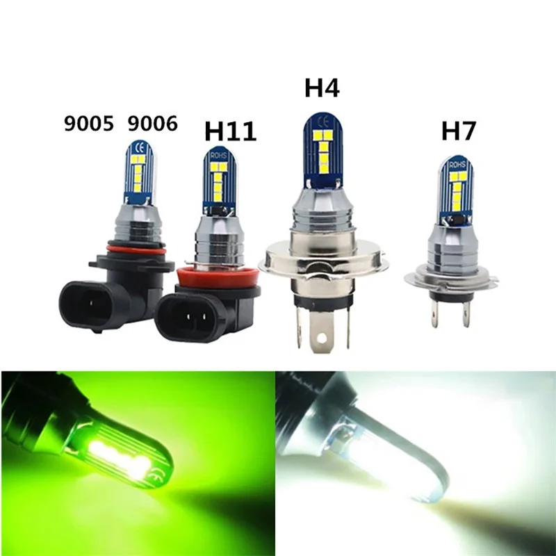 1Pcs H4 лампа белого тумана H11 H7 лимонно - зелёная лампа перед пробегом 3030 LED 10SMD DC 12V