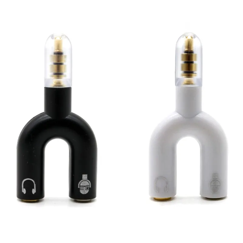 

100 шт., 1 штекер на 2 женских наушника, U-образные стерео 2-сторонние адаптеры для наушников, конвертер для мобильного телефона для MP3 MP4 3,5 мм