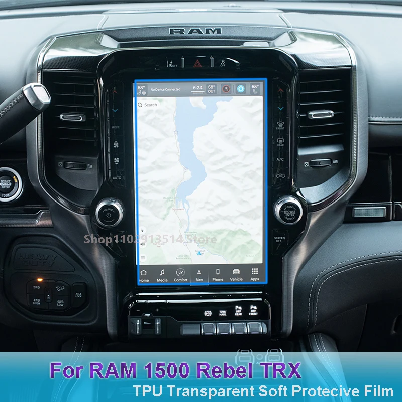 For RAM 1500 Rebel TRX(2021-2023)Car GPS Navigation LCD Screen TPU Protective Film  Protector Decoration Car Interior Stickers