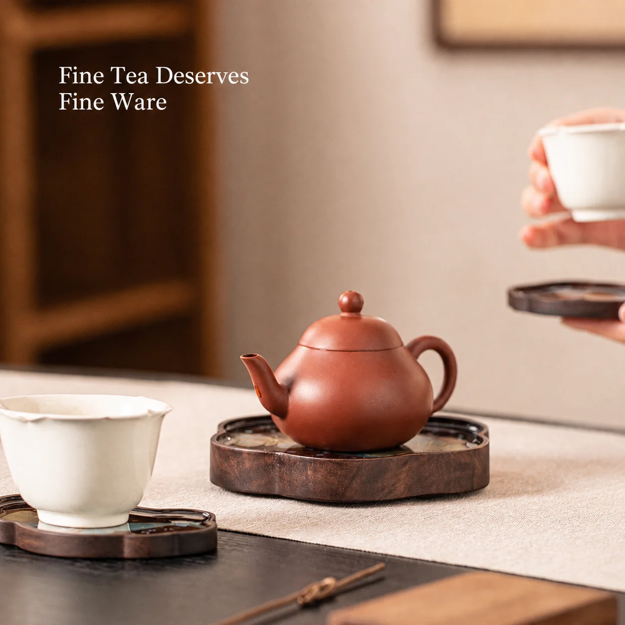 Heat Insulation Pad Solid Wood Tea Cup Mat Dry Tea Tray Mother-Of-Pearl Inlaid Nacre Inlaid Coaster For Private Tearoom Office