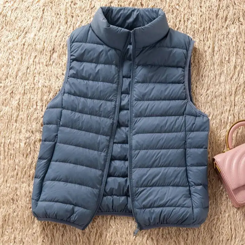 12 色 90% ホワイトダックダウンノースリーブジャケット 2023 新着女性超軽量パッカブルベスト女性コート