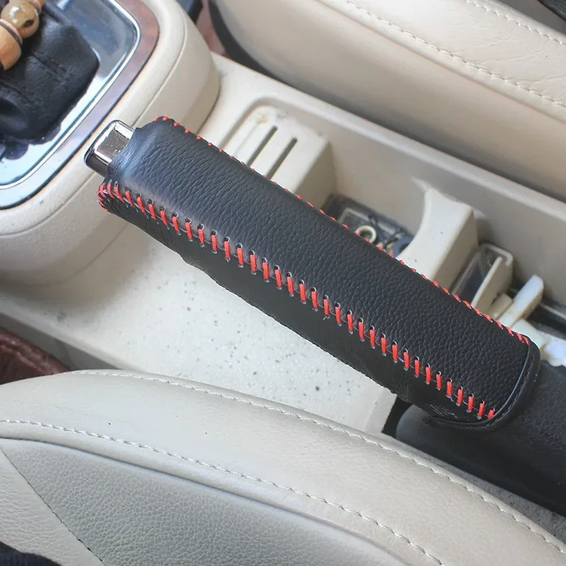 Universal Auto Leather Gears Handbrake Cover For Volkswagen Touareg Phaeton Bora Lavida Lamando Touran Beetle Magotan