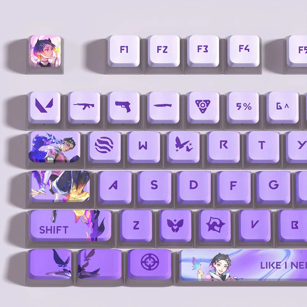 Valorant keycaps Full Set Jett Clove Reyna Sage Cherry Profile Transparent Standard PBT Dye Sub Keycaps Game keycaps Mx Switch