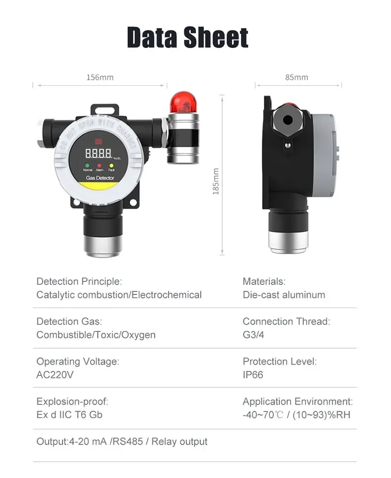 High Quality Gas Monitor Gas Leakage Detection Devices H2 H2S NH3 CH4 C2H2 GAS DETECTOR