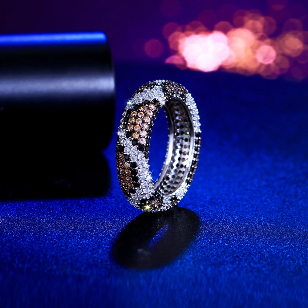 ThreeGraces 2025 New Luxury Multicolor Zirconia Leopard Snake Skin Pattern Design Bridal Party Ring for Women Jewelry R324