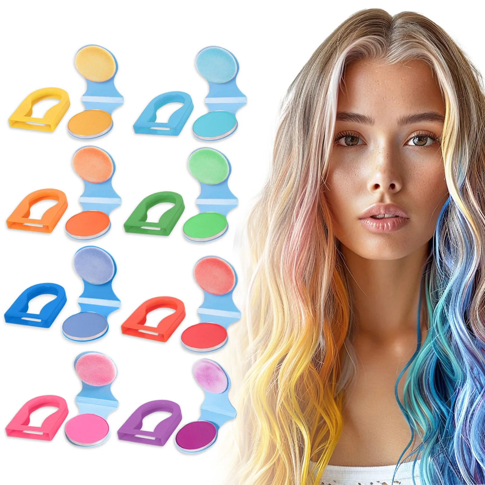 8 cores descartáveis giz de cabelo em pó temporário cor do cabelo spray pastel salão estilo ferramenta tintura de cabelo cor pintura acessórios macios