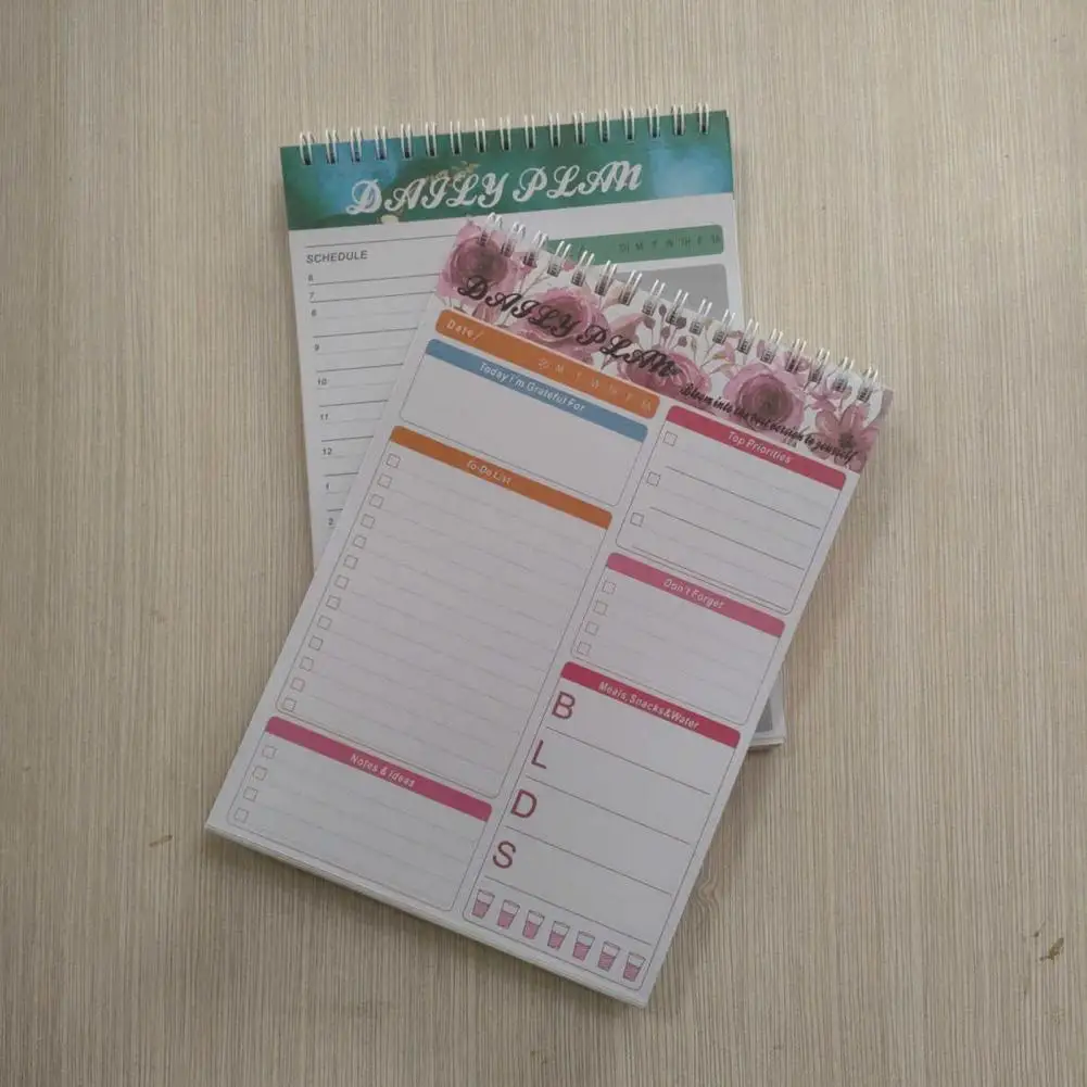 แผ่นจดบันทึกเขียนเรียบกระดาษหนาสำหรับวางแผนรายสัปดาห์พร้อมลวดคู่ที่มีประสิทธิภาพ