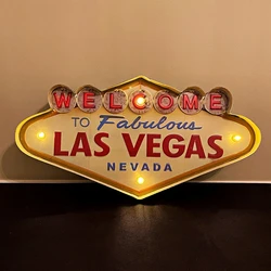 Las Vegas Retro Light Sign,50s House Decoration, Tin Sign, Vintage Style, Wall Sign, Pub, Cafe, Plaque, 25x49x5 cm