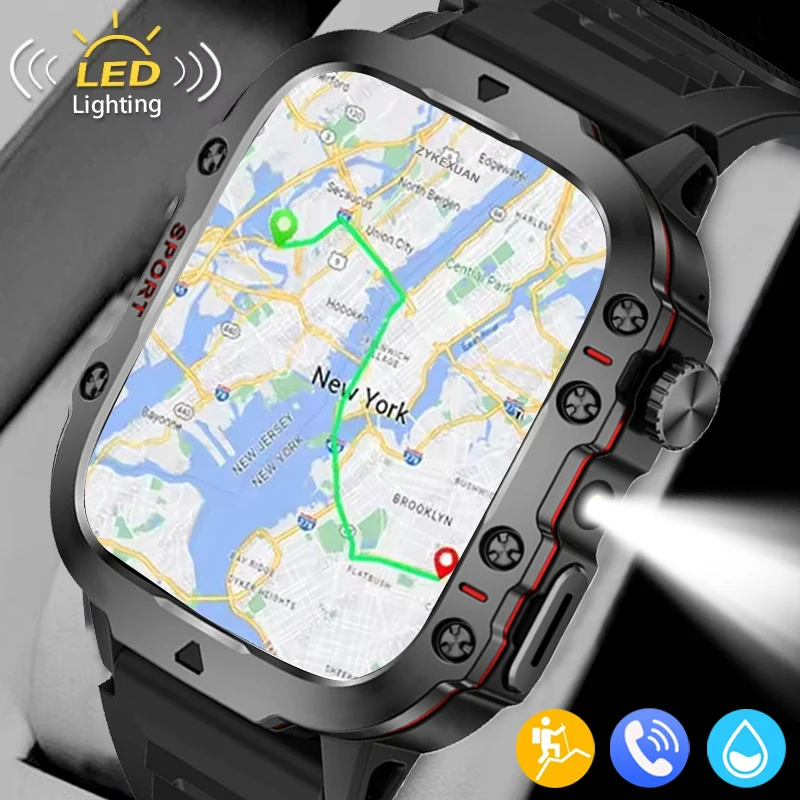 

2025 Новые Смарт-часы с GPS-отслеживанием, светодиодный фонарик, 1,81-дюймовый HD-экран, компас, BT-вызов, водонепроницаемые спортивные умные часы для Android iOS
