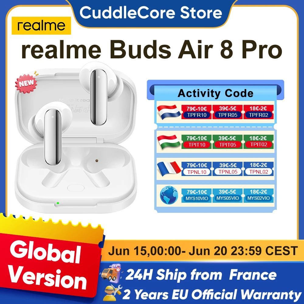 realme Buds Air 8 Pro Bluetooth Oordopjes Draadloze Hoofdtelefoon 2026 Nieuwste voor 5G Smartphone realme 16 Pro Plus realme GT 8 Pro Europa Versie