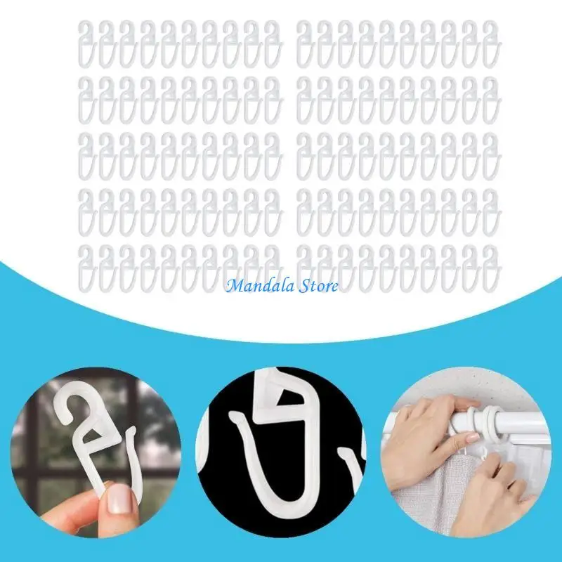 

U2JC Curtain Accessories Plastic Curtain Track Installs Hook S Shaped Curtain Hook for Easy Curtain Movement