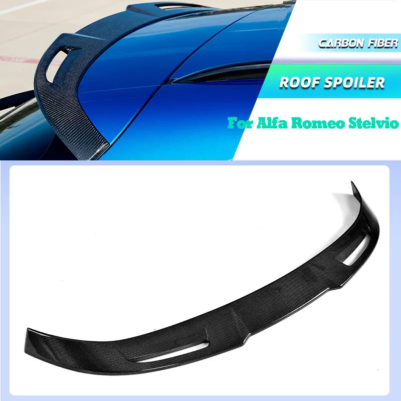 

Full Carbon Fiber Car Rear Roof Spoiler Wings for Alfa Romeo Stelvio Base Sport Quadrifoglio 2017 2018 Window Trim Wing Lip FRP