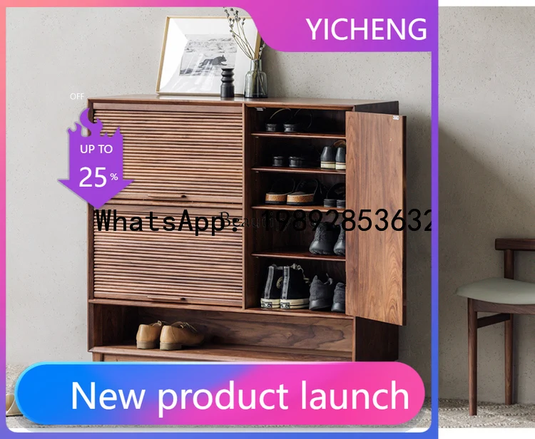 

QQ Входной шкаф для обуви из цельного дерева, бытовая дверная полка для обуви из чистого массива дерева с дверцей шкафа