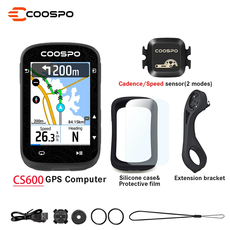 Coospo CS600 GPS-fietscomputer Fiets Kleurrijk touchscreen Snelheidsmeter Cyclus Digitale stopwatch Type-C Fietsen Kilometerteller