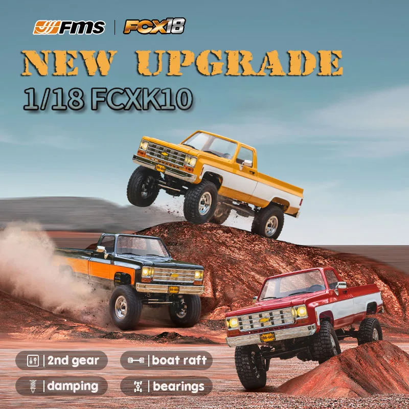 New Fms 1:18 Fcx18 Chevrolet K10 Pickup Rc Remote Control Model Car Simulation Climbing Car Four-wheel Drive RC Model