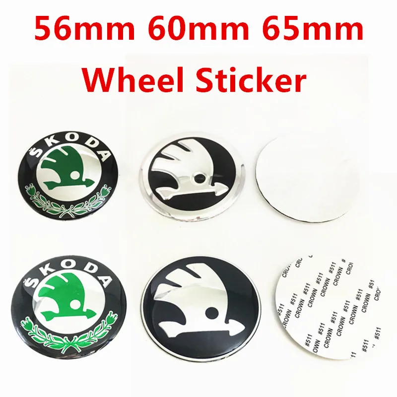 4 pcs 65mm 60mm 56mm Wheel Center Sticker Hub Caps Rims Dust-Proof Cover Emblem Logo Decal For Octavia Superb 2 Fabia Yeti a5 a7