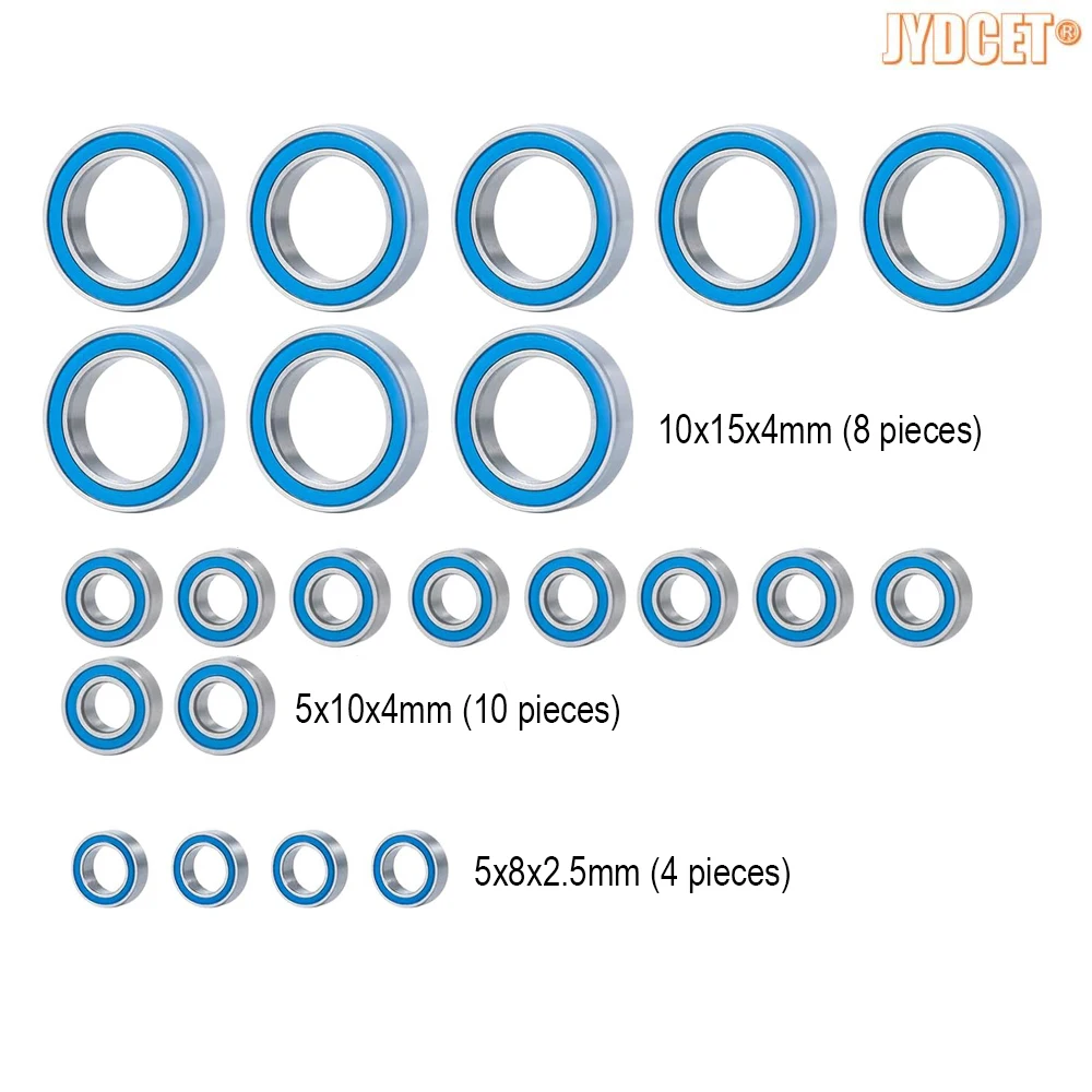 

22pcs Blue Rubber Sealed Bearing Kits - Precision High Speed Bearing for RC 1/10 HSP Electric Power Fury Buggy