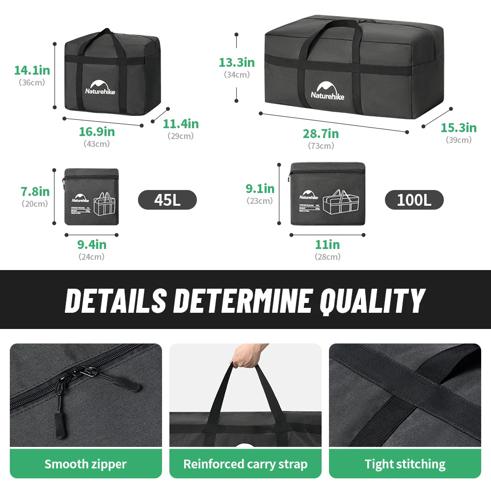 Naturehike Folding Large Capacity Storage Bags 45L 100L Carry Bag Camping Accessories Travel Bag for Family Outdoor Activities image 6