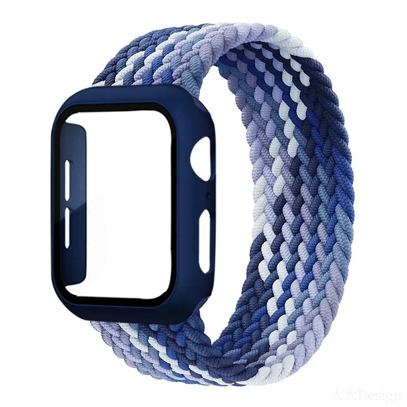 Strap+case For Apple Watch band 44mm 40mm 45 mm 41mm Nylon Fabric Elastic Bracelet iWatch Series 3 4 5 SE 6 7