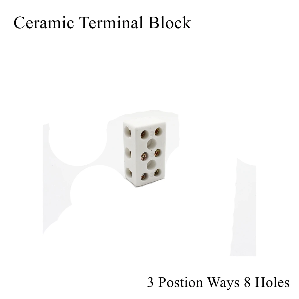 Ceramic Wiring Terminal Block 3 Postion Way 8 Hole High Temperature Frequency Porcelain Dual Multi Row Electric Cable Connector