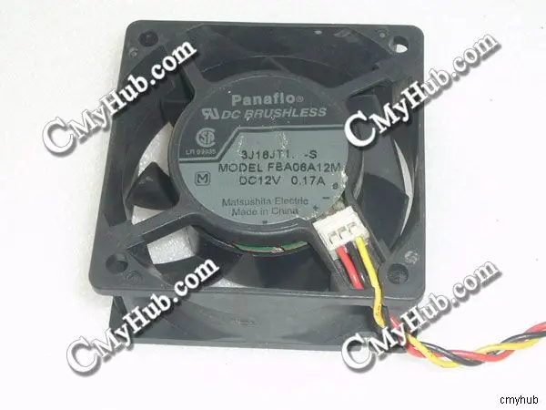 For Panaflo 3J16JT1 S FBA06A12M 8 DC12V 0.17A 6025 6CM 60mm 60x60x25mm 3pin Cooiing Fan 3J16JT1 S FBA06A12M 8