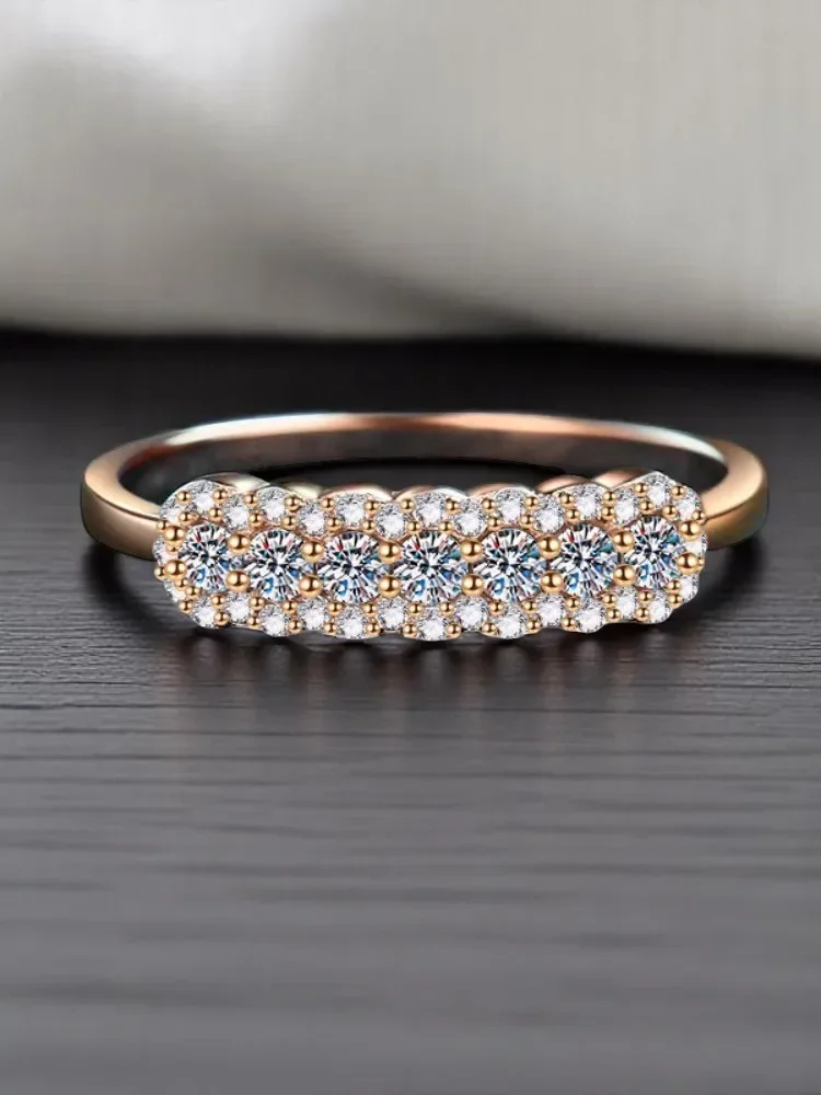 

Fashion 925 sterling silver moissanite ring with certified fashion women's champagne gold simple gift temperament fine jewelry