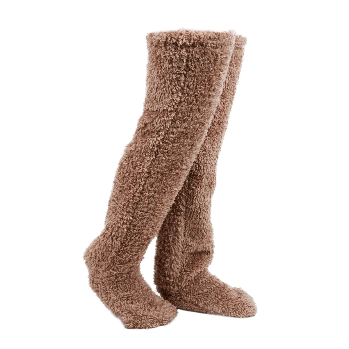 

1 Pair Leg Warmers Long Socks Leg Warmers Socks Sleeves Boots Leggings Cuffs Cover for Home Yoga (Light Brown)