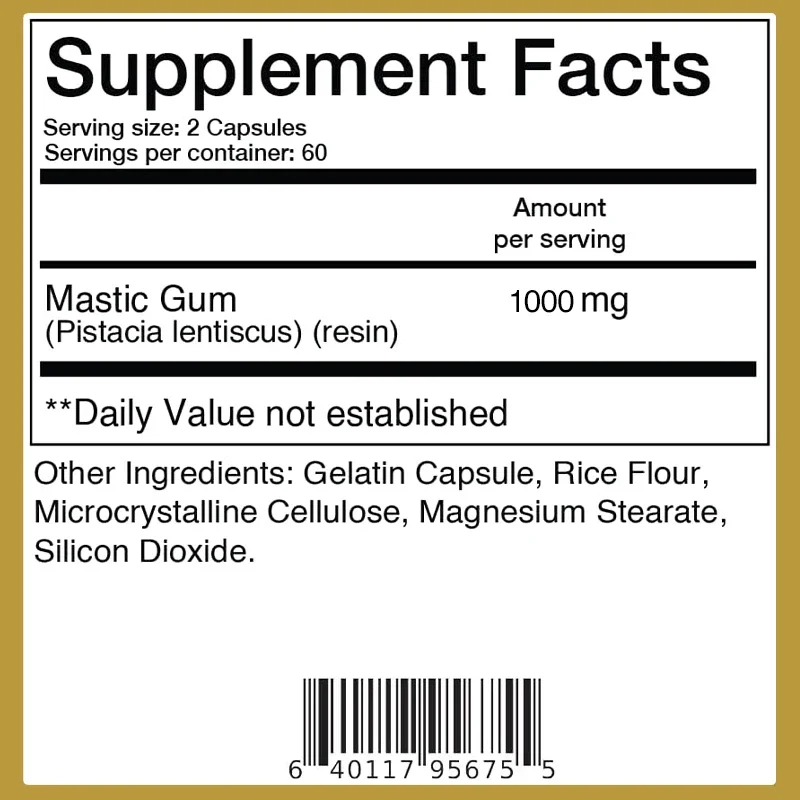 Mastic Gum Capsules - Effectively Regulates Intestinal and Cardiovascular Health and Improves Digestion