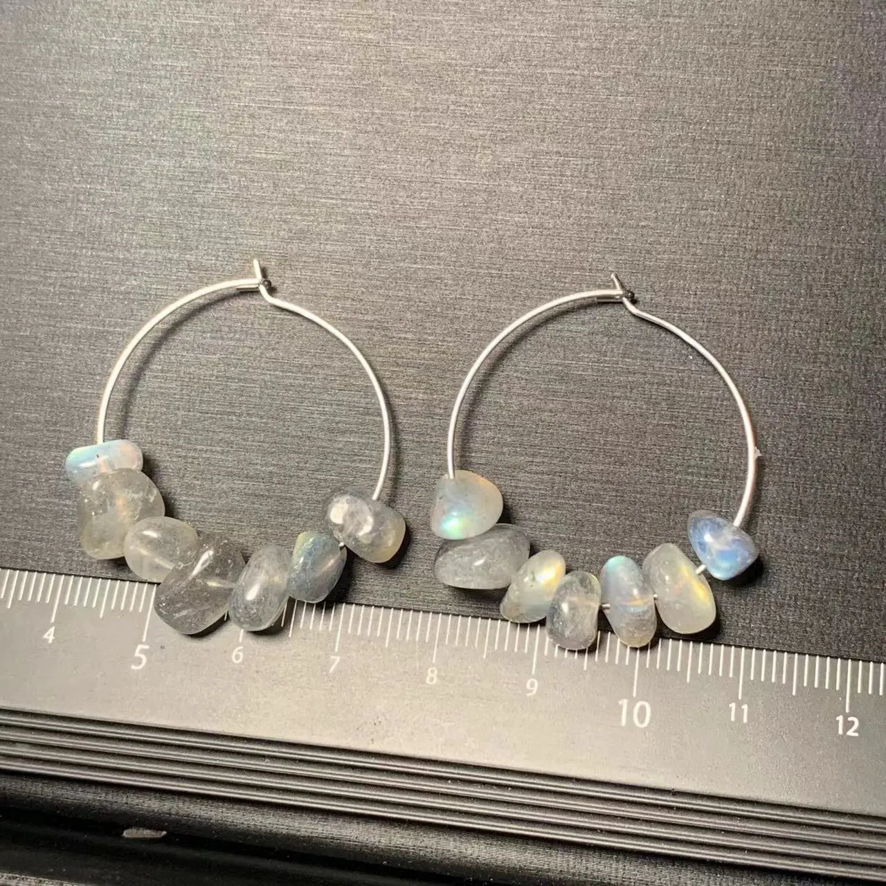 HEYYA STONE Vintage Natural Moonstone Hoop Earrings SimpleRound Circle Gemstone Jewelry Handmade Stainless Steel