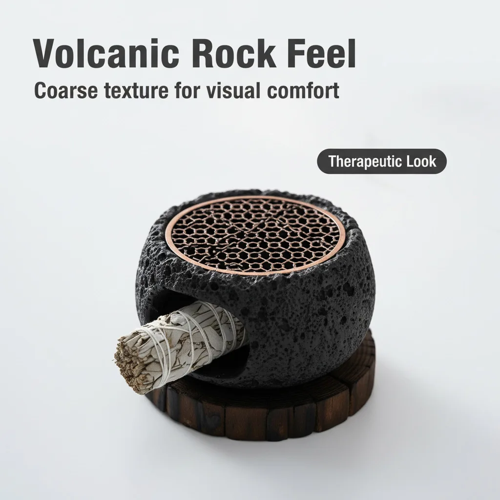 Retro Cement Volcanic Rock-Patterned Aromatherapy Essential Oil Burner Creative Indoor Incense Burner Stone-Look Home Gift