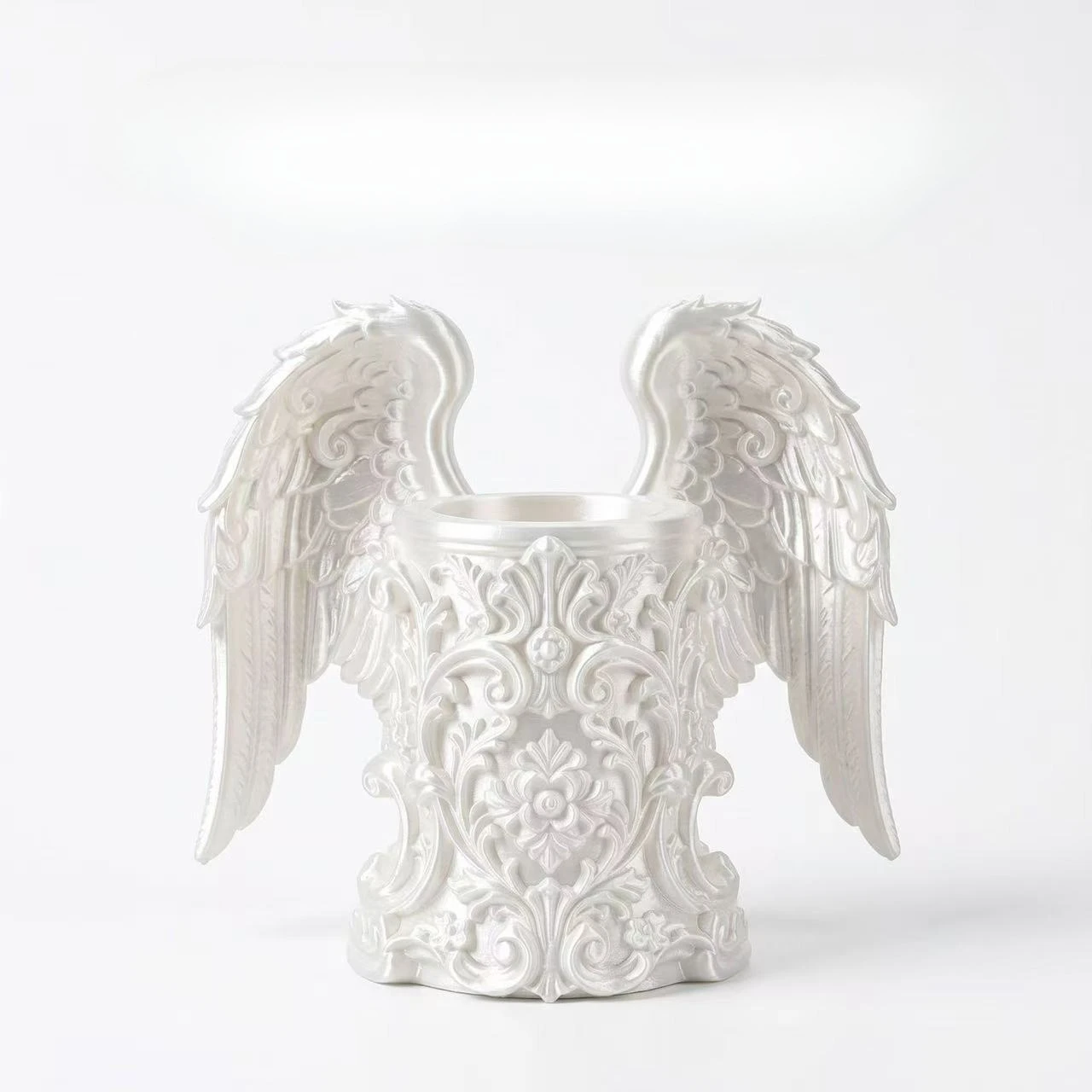Pot à crayons mignon avec motif d'ailes d'ange en relief, surface en soie, style Cardcaptor Sakura, pour ranger les pinceaux de maquillage, cadeau créatif de luxe pour le bureau