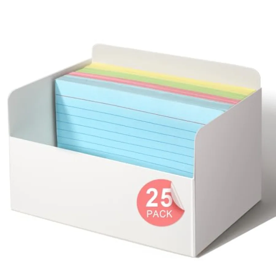 

3x5 Index Card Holder Storage Box with Divider Tab Area 3x5 Index Card Box Organizer25 Pack