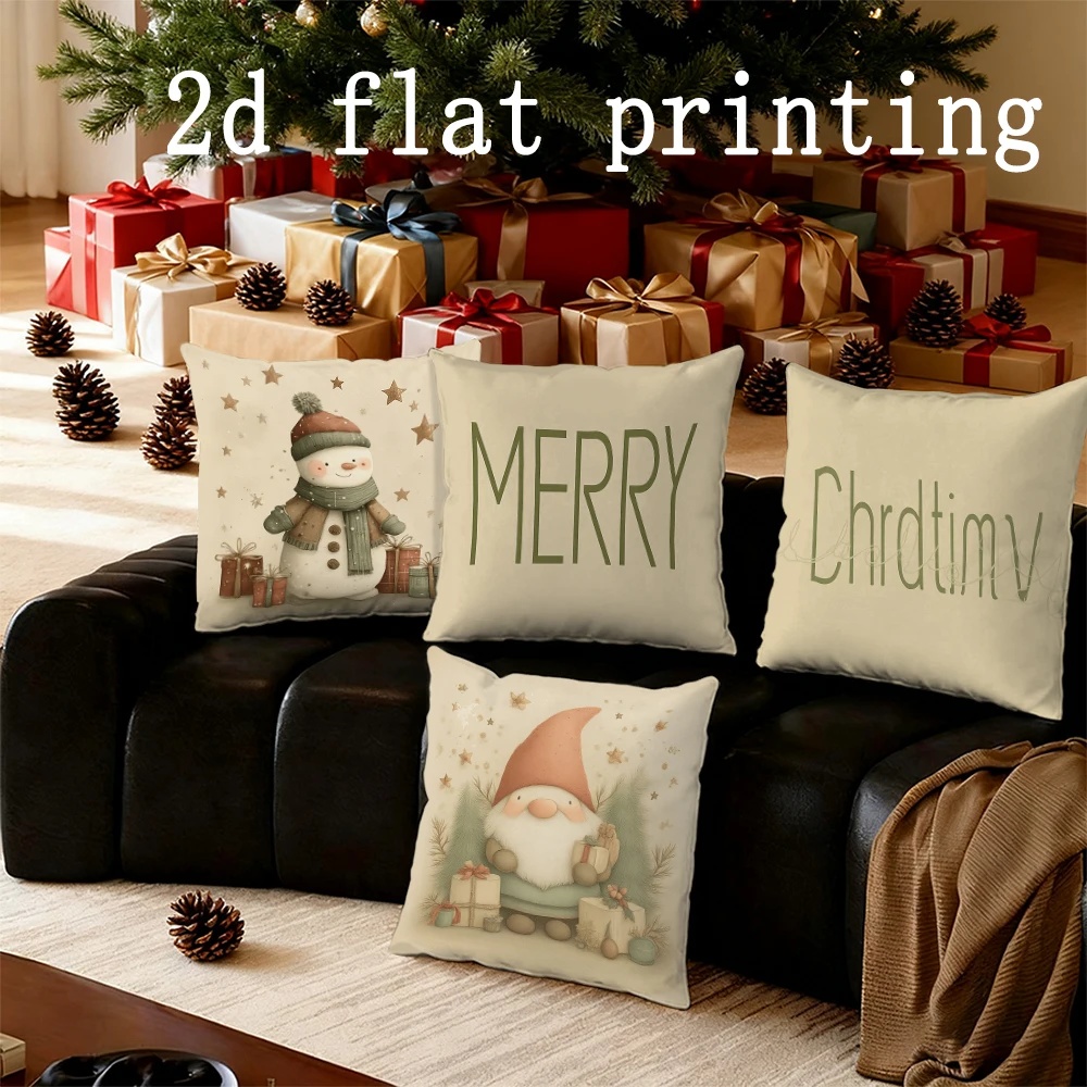 

1 шт./4 шт.-Рождественские подушки со снеговиком и гномом Merry Chrdtimy, квадратный чехол для подушки, современный декоративный чехол для дивана