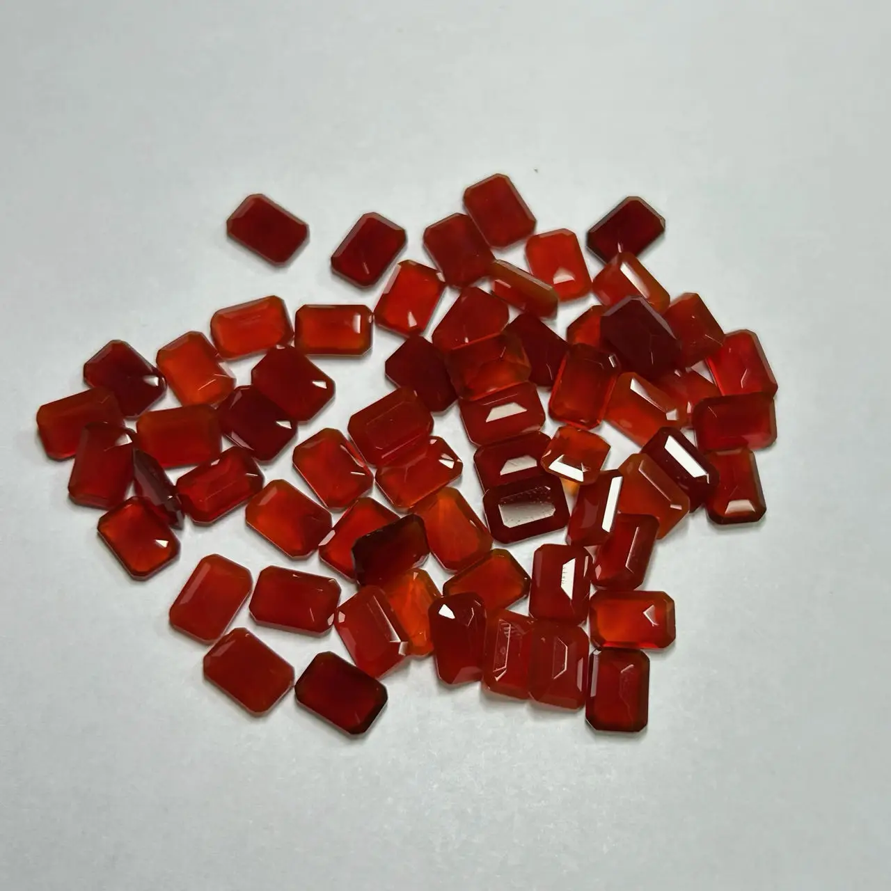 Natural Agate Red Carnelian Emerald Cut 5x7mm Loose Jewerly Gemstones