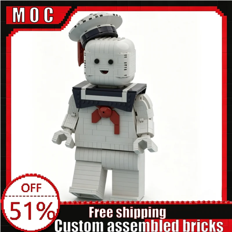 

830 PCS MOC Fluffy Marshmallow Man Articulated Figure Building Blocks Model Educational DIY Assembly Toy Creative Birthday Gifts