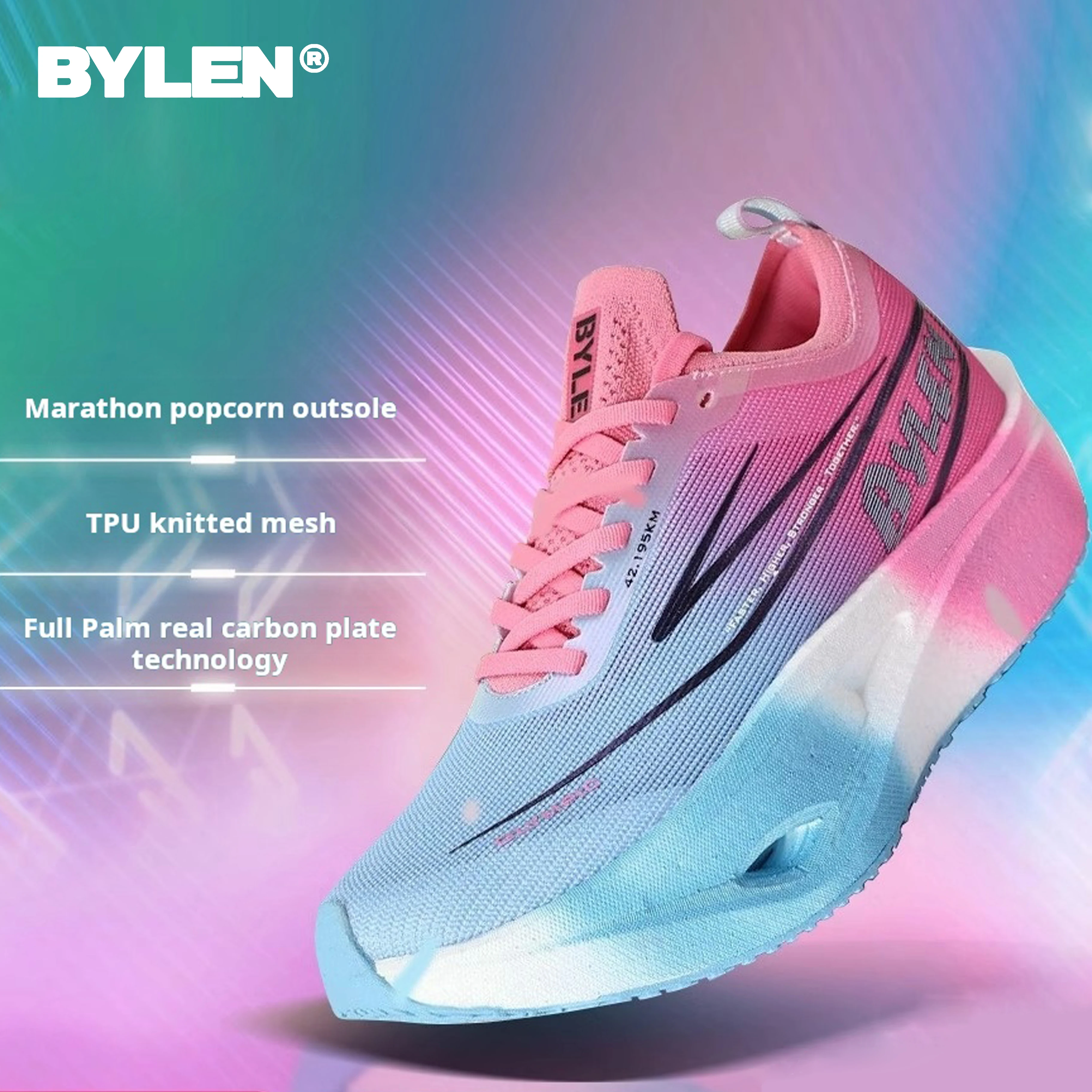 BYLEN Lightweight Carbon Plate Marathon Sneakers Men Running Shoes Breathable Sports Shoes Comfortable Athletic Training Unisex