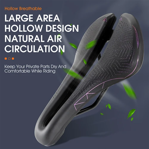 Imagen 2 del producto WEST BIKING-sillín de bicicleta hueco, cojín aerodinámico impermeable de PU para bicicleta, asiento de ciclismo con absorción de impacto, accesorios para bicicleta de montaña y carretera