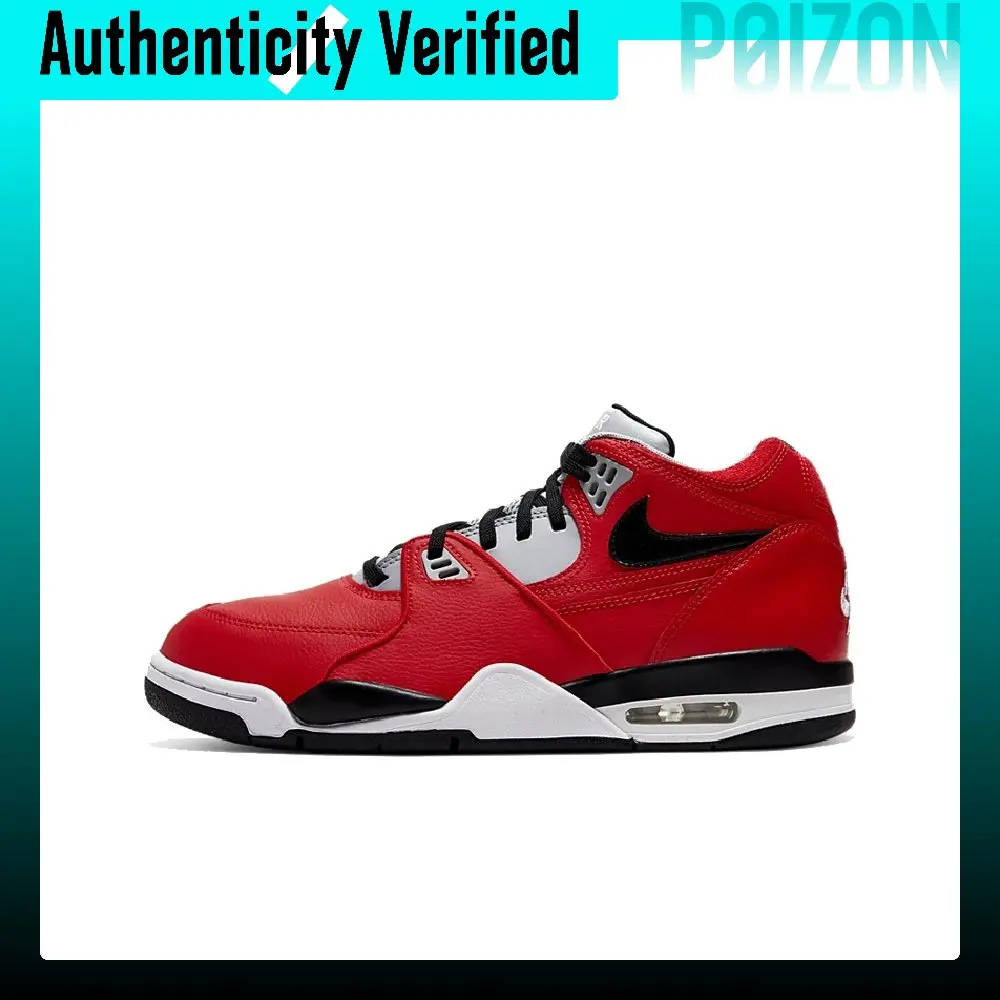 Nike Air Flight 89 Trendy Leather Cushioning Slip Resistant Mid top Basketball Shoes Unisex Red CN5668-600