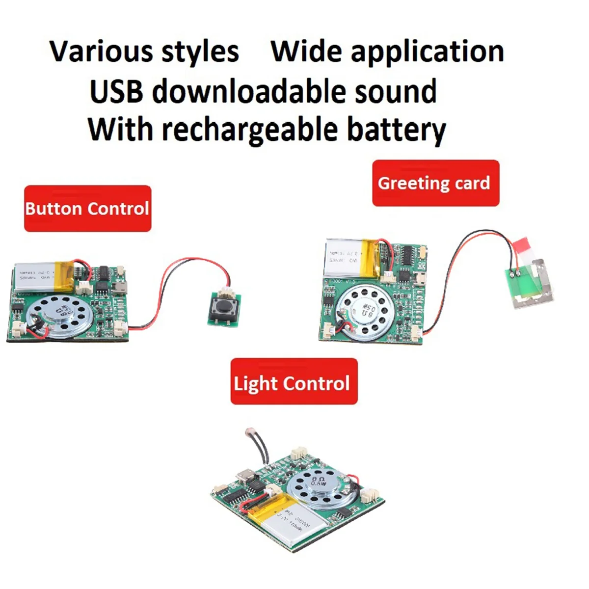 USB Recording Music Module DIY MP3 Recordable Sound Module USB Downloadable Sound Module, Light Control