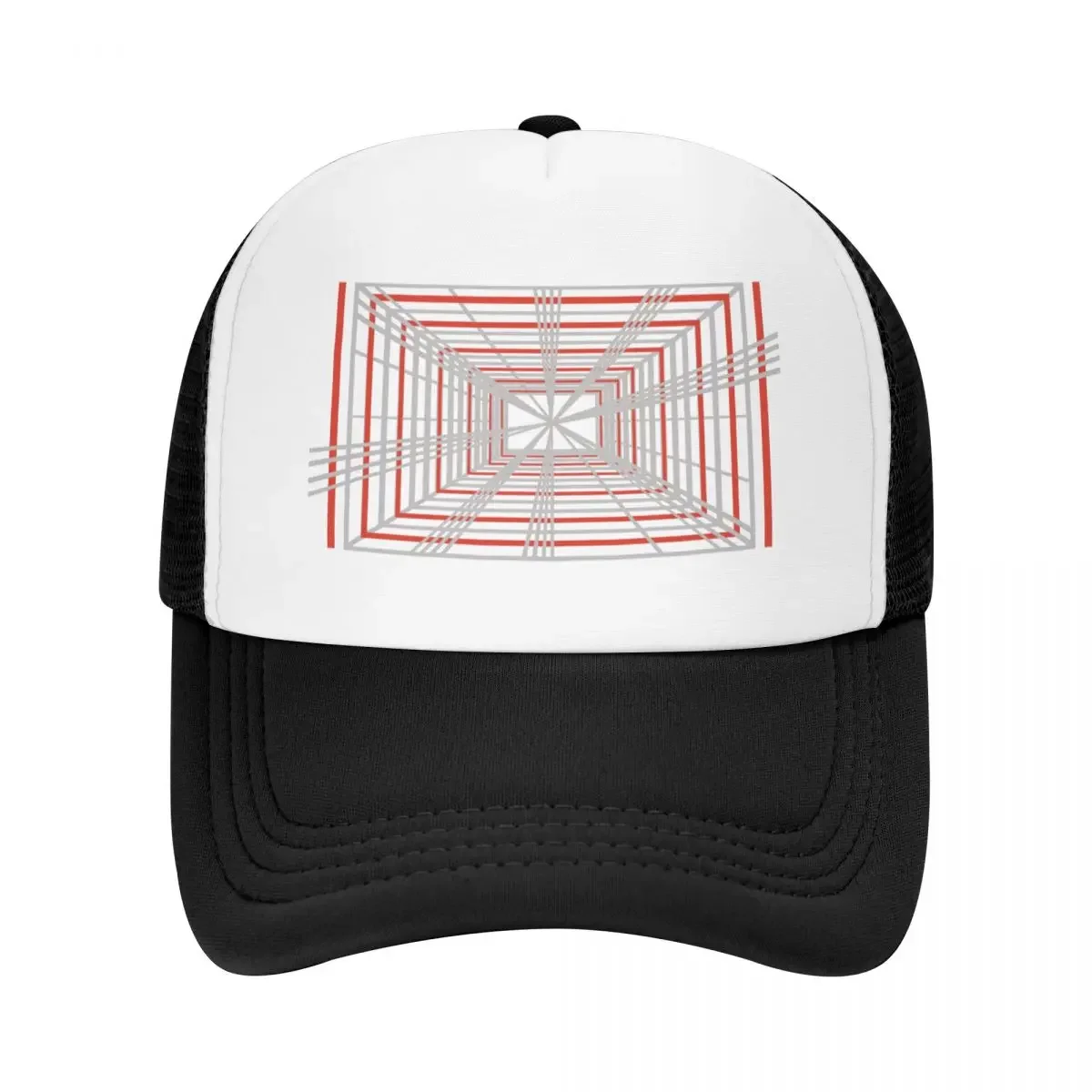 Perspective vanishing point geometric design (grey,red) Baseball Cap tea Hat Brand Man cap For Man Women's