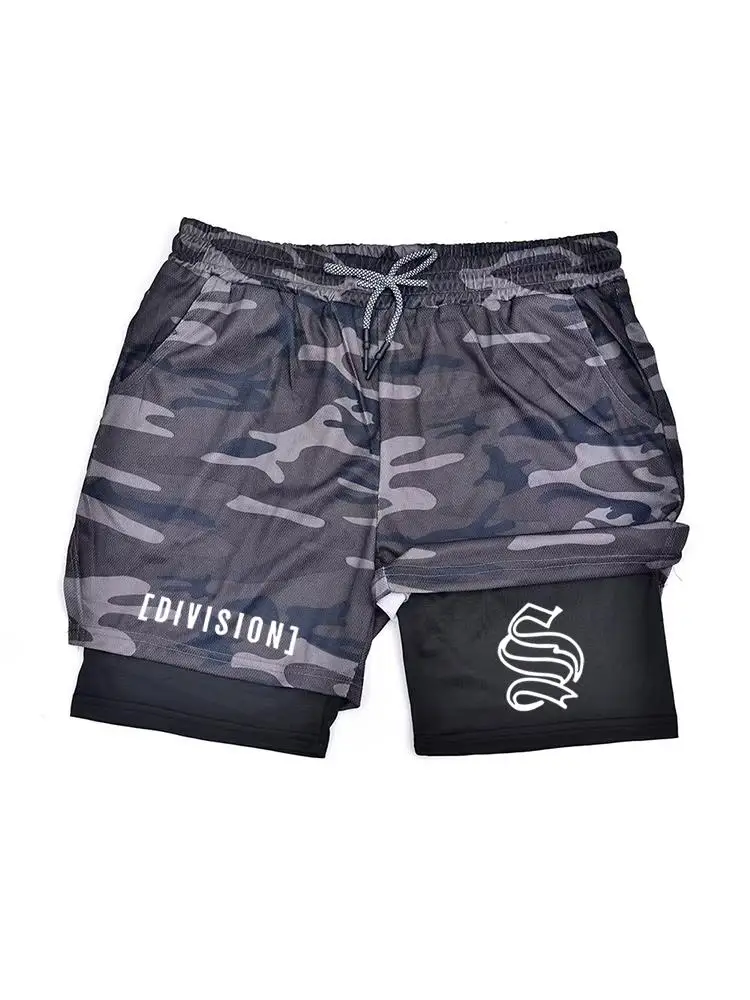 

Мужские беговые шорты 2-в-1 с двойным слоем, спортивные шорты для тренажерного зала, фитнеса, тренировок, бега, мужская одежда