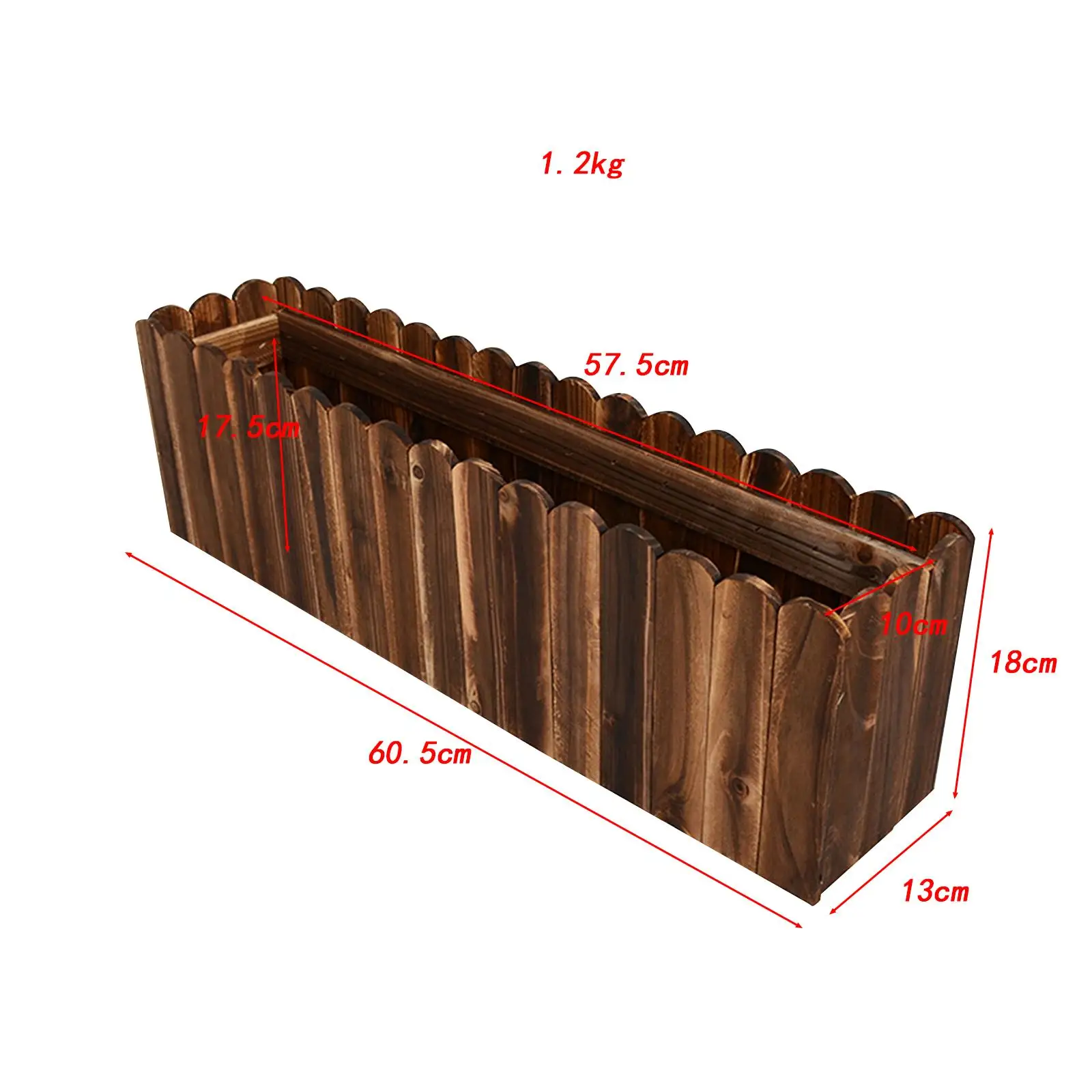 Wooden Flower Pot Rectangular Rustic Accessories Organizer Home Art Decor Plant Container Wooden Box Outdoor for Window Garden