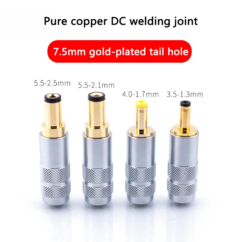 Quality Copper Plated Gold 5.5 X 2.5 5.5 X 2.1 4.0x1.7 3.5 X 1.3 mm DC Power Jack Male Plug Metal Connector Adapter - Image 2