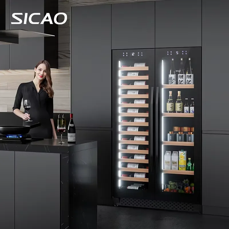 Dual Zone Wine Cooler Built In Wine Fridge 24 Bottle Beverage Refrigerator Stainless Steel Under Counter Cellar For Home Bar