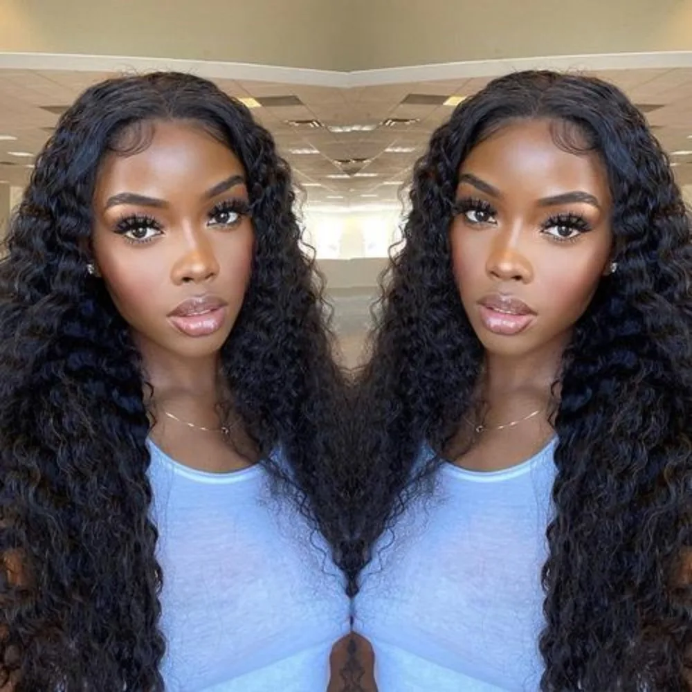 40 بوصة باروكة من شعر طبيعي موجة عميقة 13x6 Hd مجعد الدانتيل غلويليس 100% شعر الإنسان أمامي 5x5 الدانتيل الباروكات 360 شعر مستعار أسود طبيعي مجعد #3