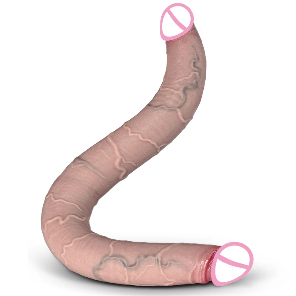 Long Double Penis Soft Double End Dildos Realistic Dual Phallus Double Penetration Dick Stimulate Vagina and Anus Sex Toys