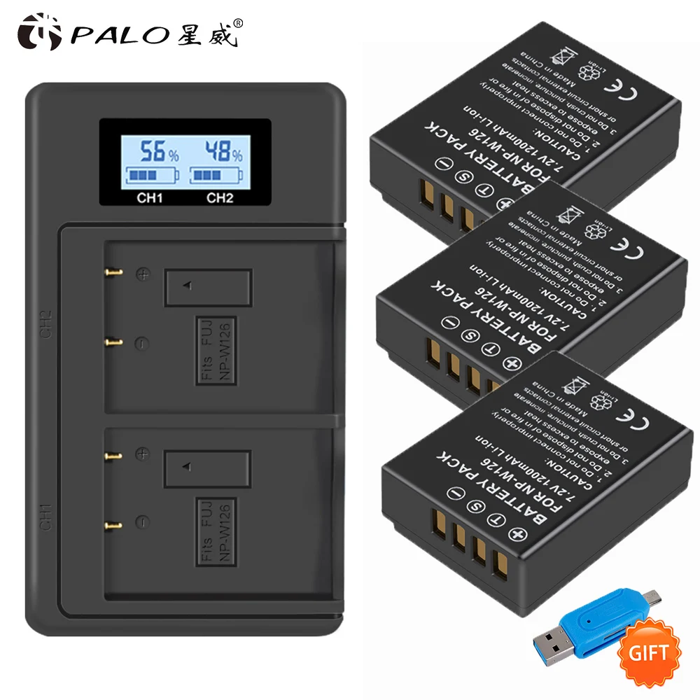 

PALO 1200mAh NP-W126 NP W126 NP-W126S W126S Battery + LED Dual Charger for Fuji X-Pro1 XPro1 X-T1 XT1,HS30EXR HS33EXR X PRO1