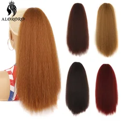 Alororo Afro Long Straight Puff Ponytail Synthetic Hair Drawstring Ponytail Hair Extensions Corn Curly Yaki Hairpiece  For Women